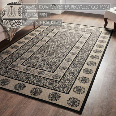 Custom House Black Tan Jacquard Polyester Rug Rect 60x96 - The Fox Decor
